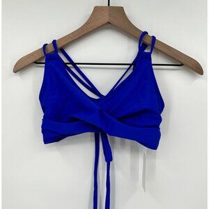 Holipick Bikini 2 Piece Set Women Medium Blue Cross Front Top Rushed Side Bottom